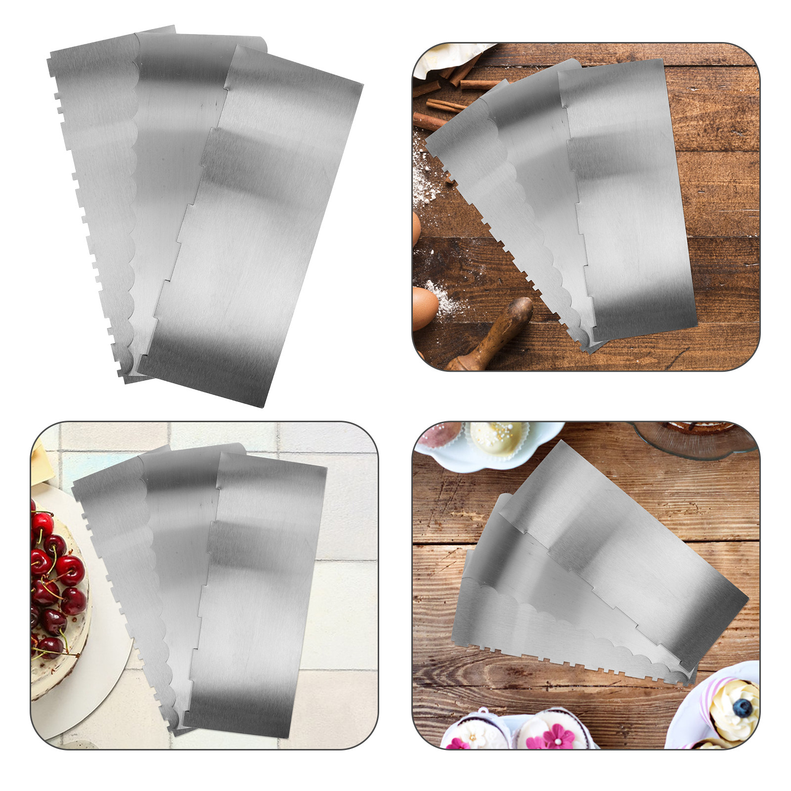 Fondant Smoother Set - 3 Parça Paslanmaz Çelik Pasta Düzleştirici