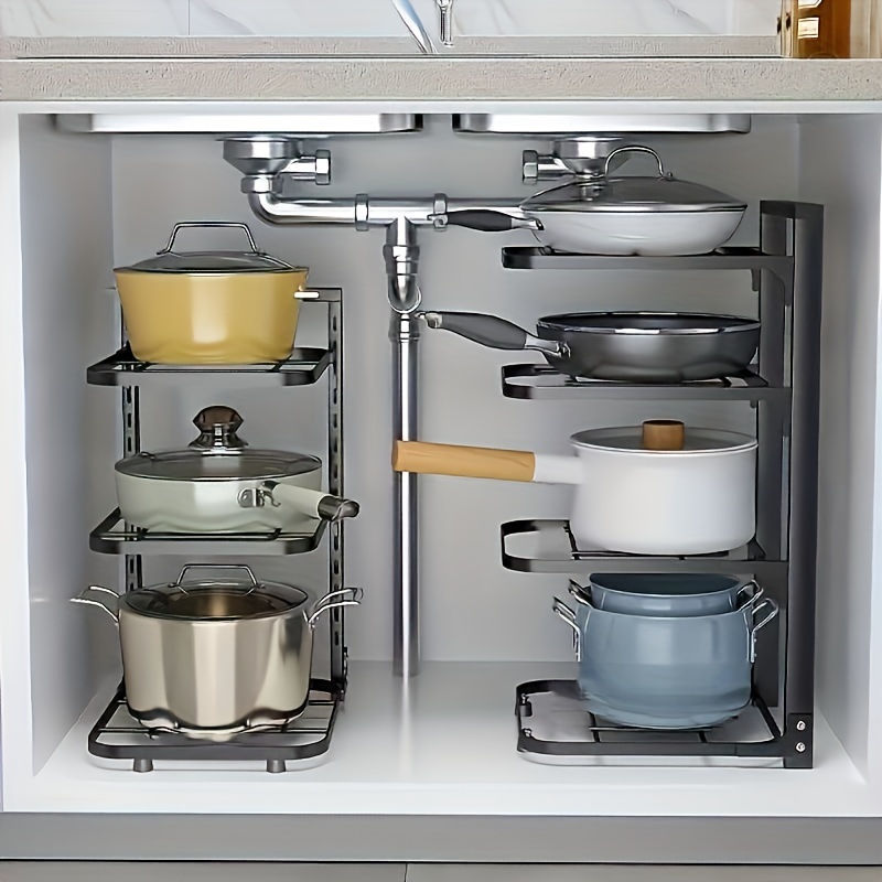 Kitchen Baking Pan Organizer - Ayarlanabilir Tencere Rafı Düzenleyici, Mutfak Paslanmaz