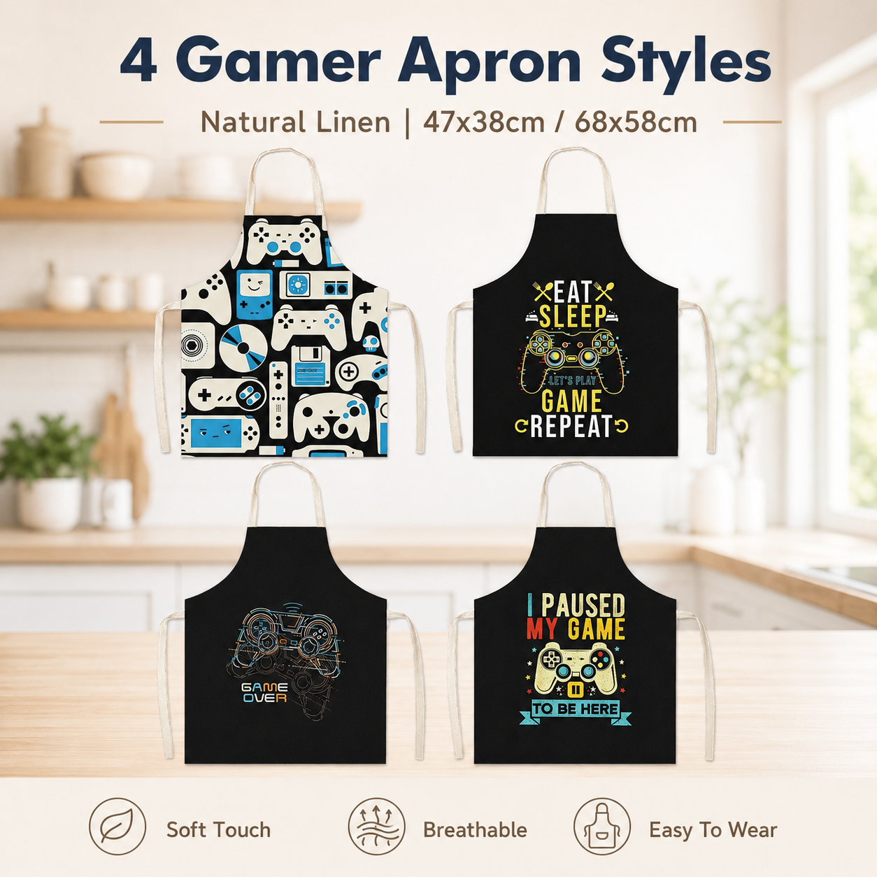 Kitchen Baking Game - Komik Video Oyunu Denetleyicisi Baskı Keten