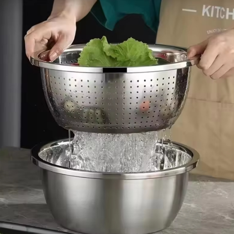Kitchen Baking Bowls - Çok Fonksiyonlu Paslanmaz Çelik Sebze Kasesi,