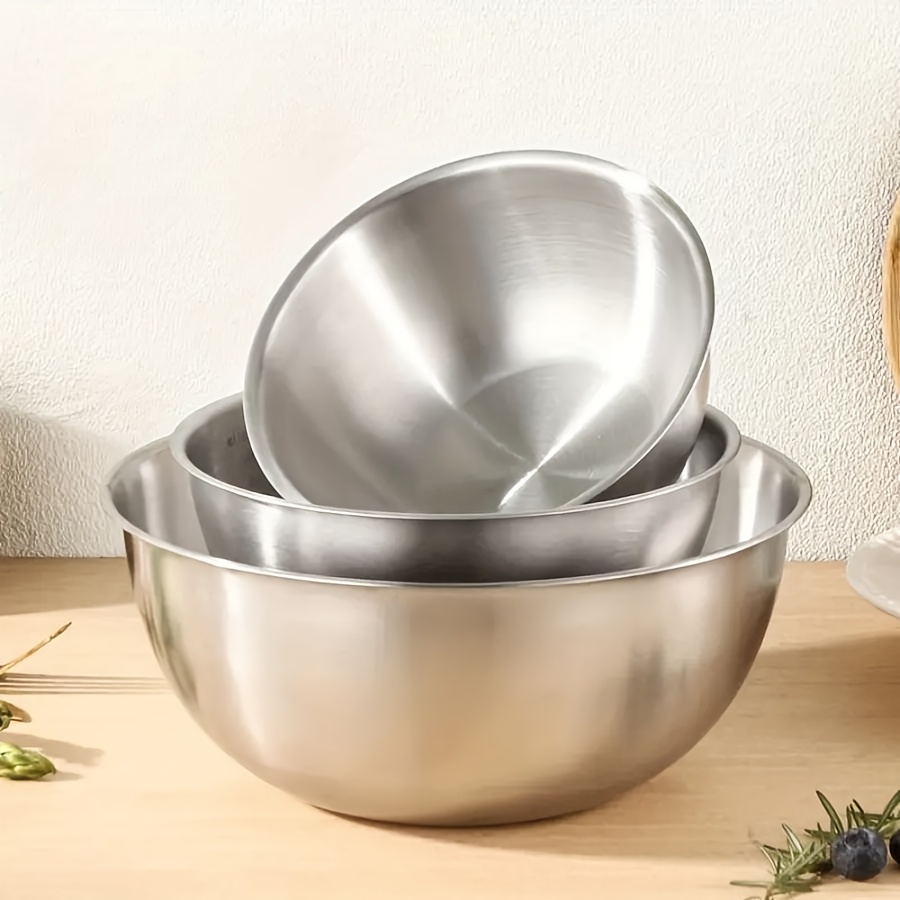 Kitchen Baking Bowls - 3'lü Paslanmaz Çelik Salata Kase Seti,