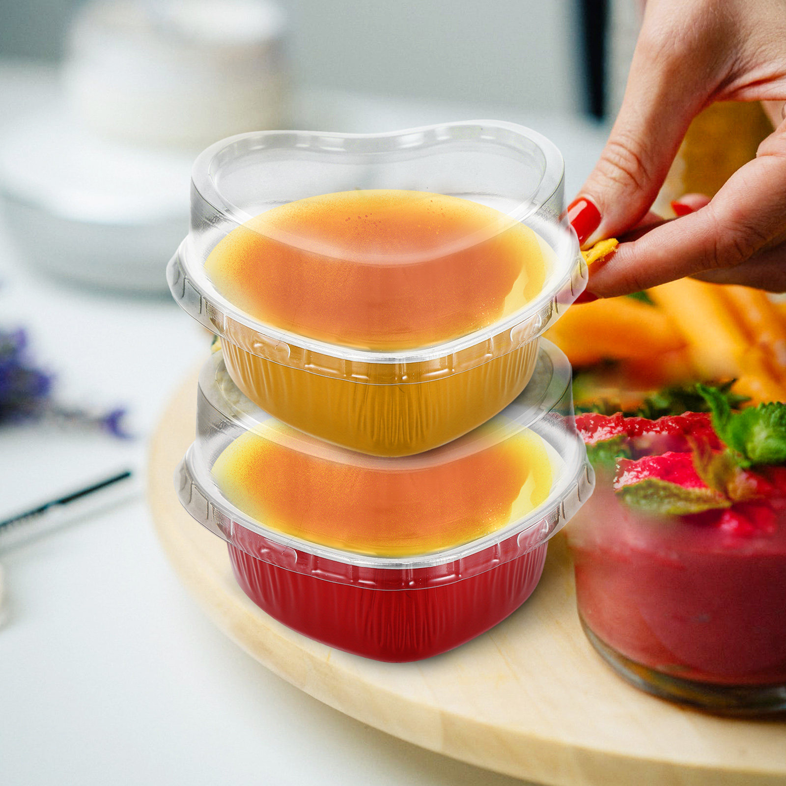 Kitchen Baking Bowls - 20 takım alüminyum folyo kalp şeklinde