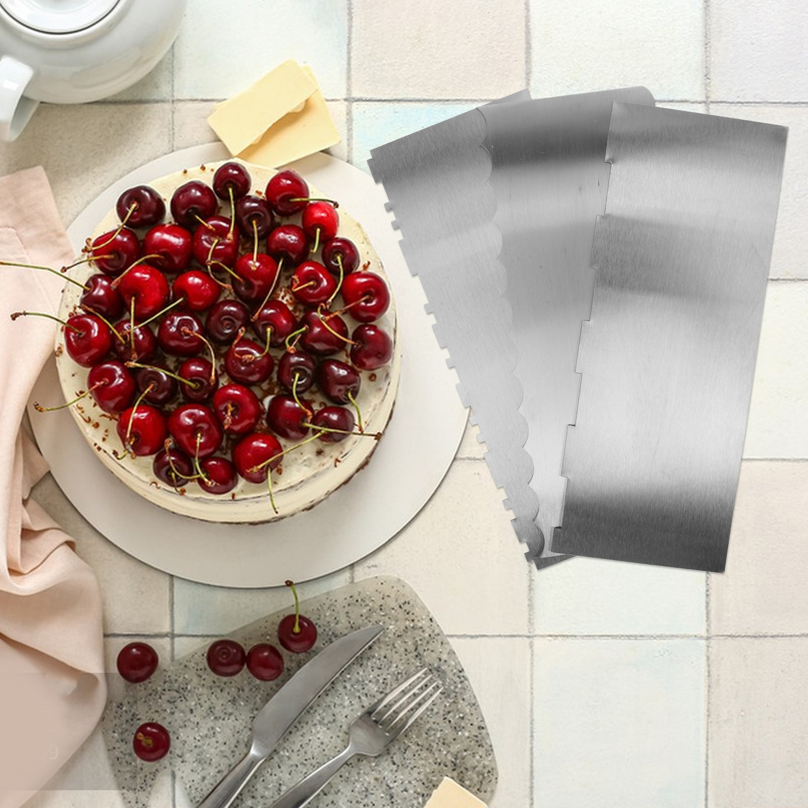 3 Parça Paslanmaz Çelik Pasta  - Fondant Smoother Set incelemesi ve fiyatı