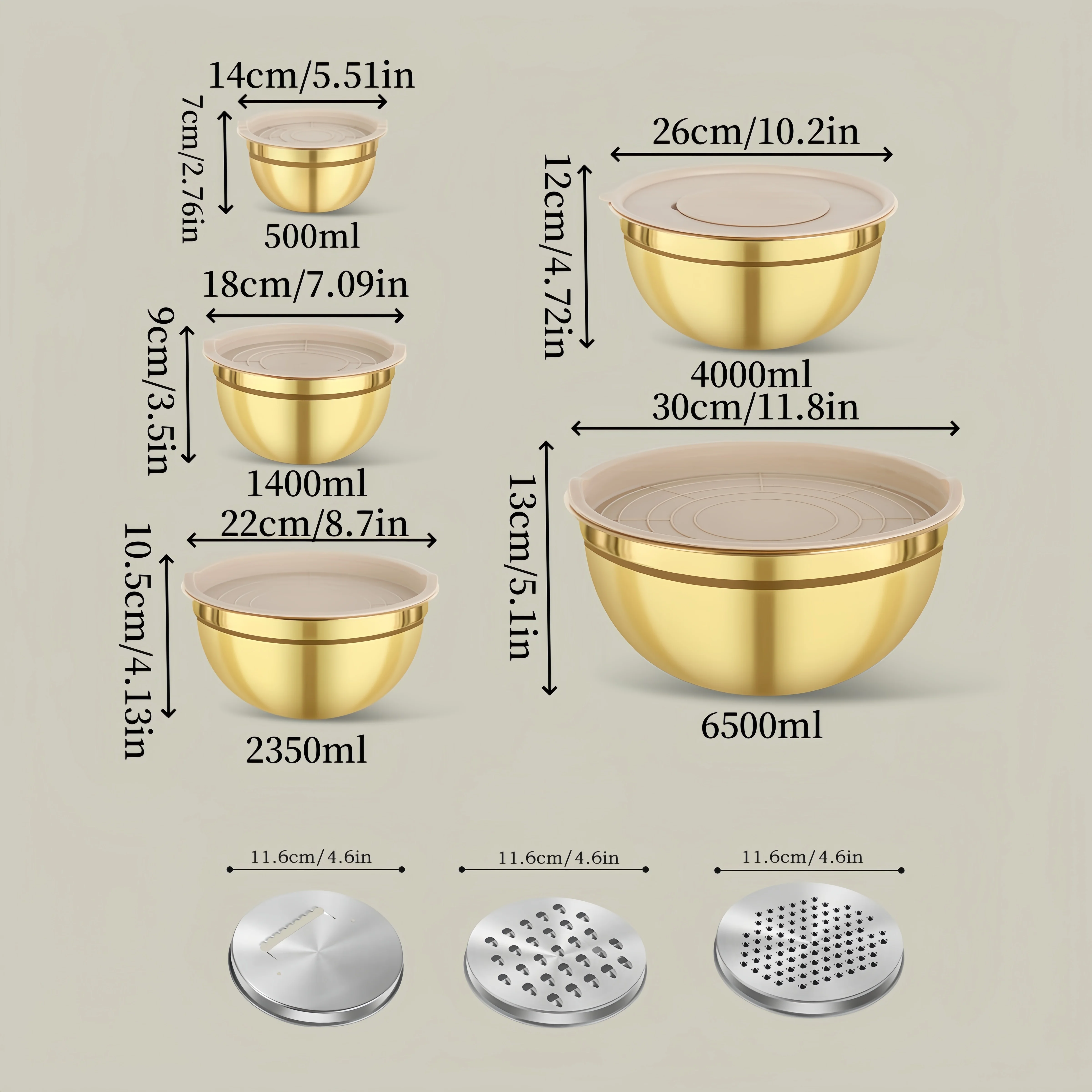 10 parçalı altın rengi paslanm - Kitchen Baking Bowls incelemesi ve fiyatı